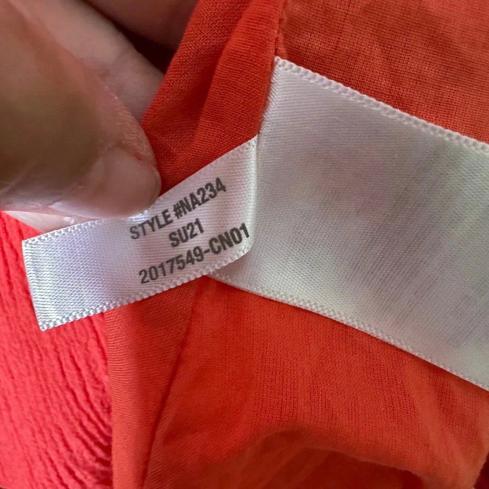 Madewell Button Front Smocked Midi Skirt Womens M Coral Orange NA234